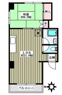 ハイツコリーヌ 3階 1LDKの間取り
