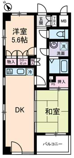 ゾアール茗荷谷 2階 2DKの間取り