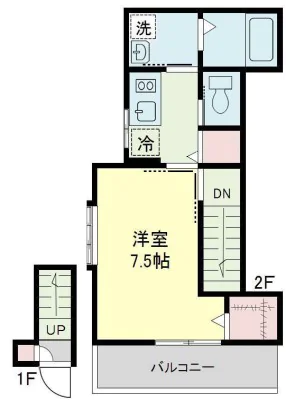 ベルフルール 2階 1Kの間取り