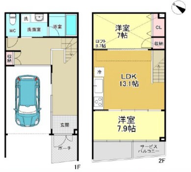 ガーデンテラス白山 1階 2LDKの間取り