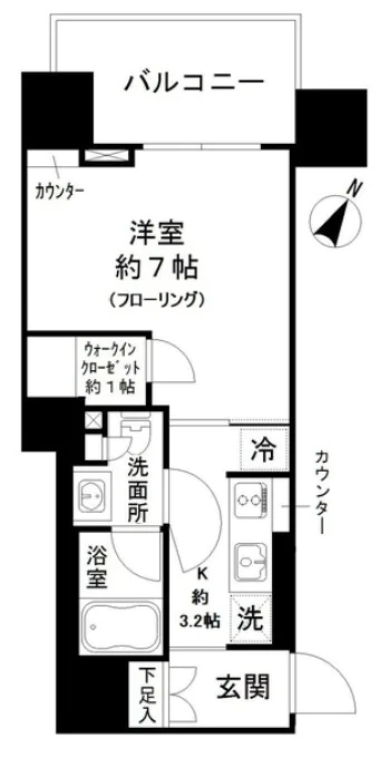 パークリュクス本駒込ステーションプレミア 4階 1Kの間取り