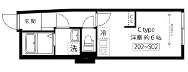 サンフォレスタ文京大塚 5階 1Rの間取り