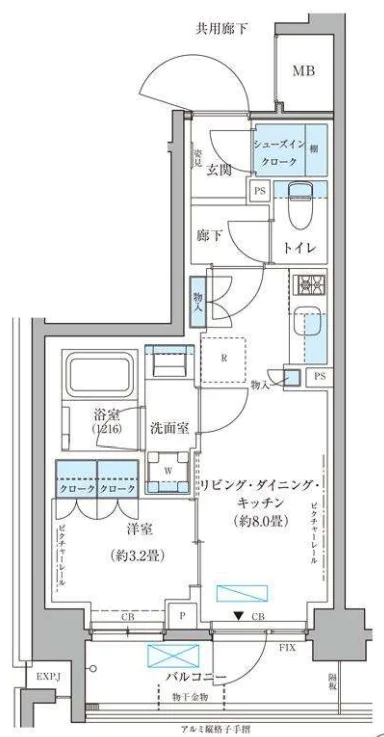 パークアクシス文京本郷 3階 1LDKの間取り