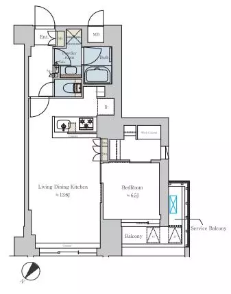 Brillia ist 文京六義園 2階 1LDKの間取り