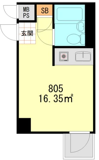 江戸川橋センチュリープラザ２１ 8階 1Rの間取り
