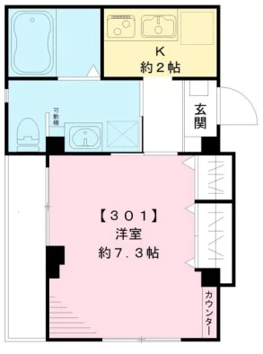 ラシーネ・テラス文京千駄木 3階 1Kの間取り