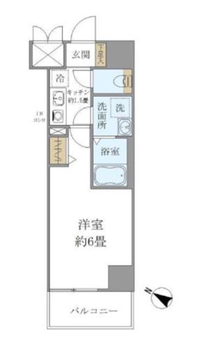 シエル白山B館 10階 1Kの間取り