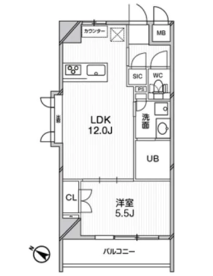 エルスタンザ文京千駄木 4階 1LDKの間取り