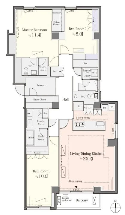 Bloom Terrace 目白台 5階 3LDKの間取り