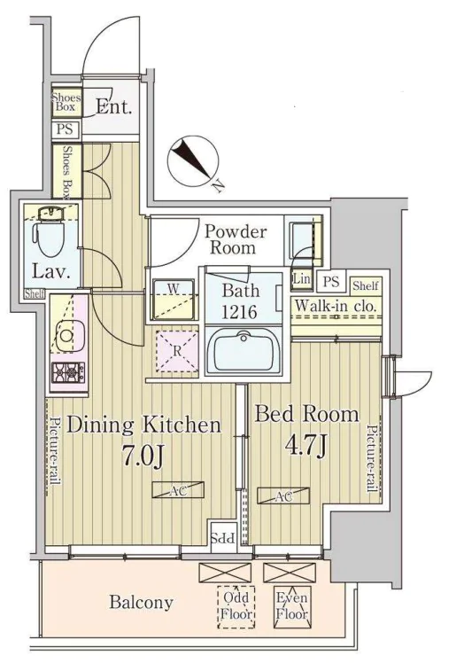 パークアクシス御茶ノ水 3階 1DKの間取り