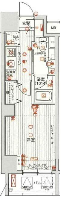パークウェル東大前 9階 1Kの間取り