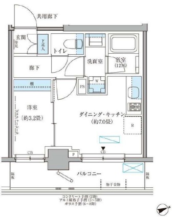【新築】パークアクシス文京本郷 4階 1DKの間取り