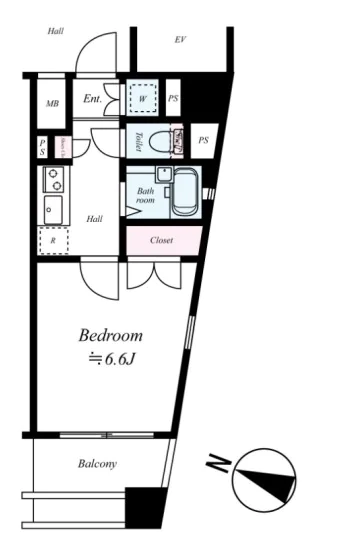 シンシア護国寺 10階 1Kの間取り