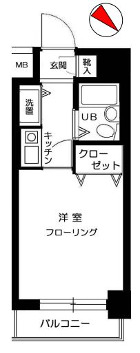 【分譲賃貸】アドリーム千駄木 4階 1Kの間取り