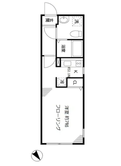 MODULOR茗荷谷 3階 1Kの間取り