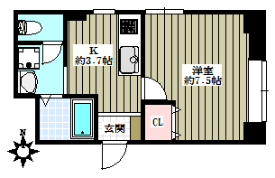 ＡＬＴ本郷 3階 1Kの間取り