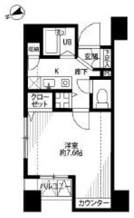 プレール文京WEST 7階 1Kの間取り