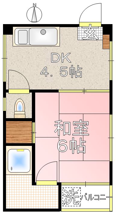 大田ビル 3階 1DKの間取り