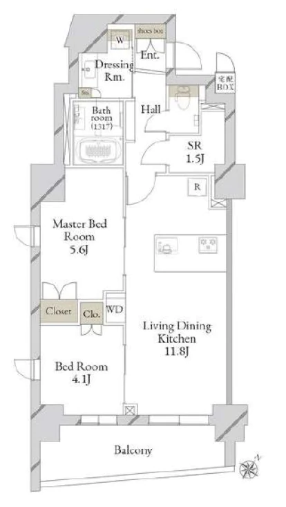Live Casa 文京千石 premier 7階 2SLDKの間取り