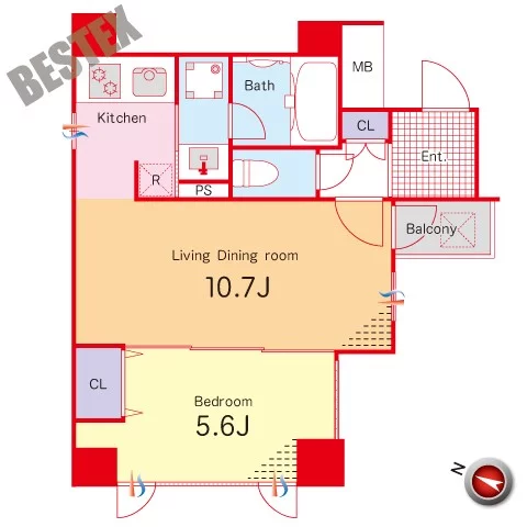 レジディア文京千石 3階 1LDKの間取り
