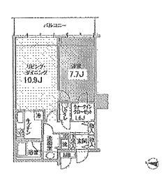 小石川シティハイツ 8階 1LDKの間取り