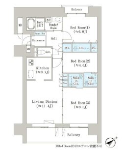 ナナアーク千石 7階 3LDKの間取り
