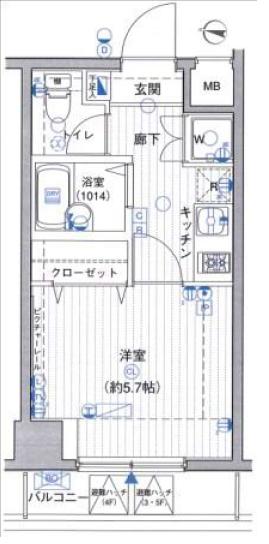 ラグジュアリーアパートメント本郷 5階 1Kの間取り