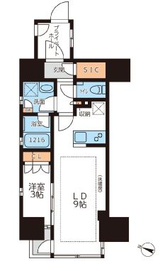 グランカーサ本駒込 11階 1LDKの間取り