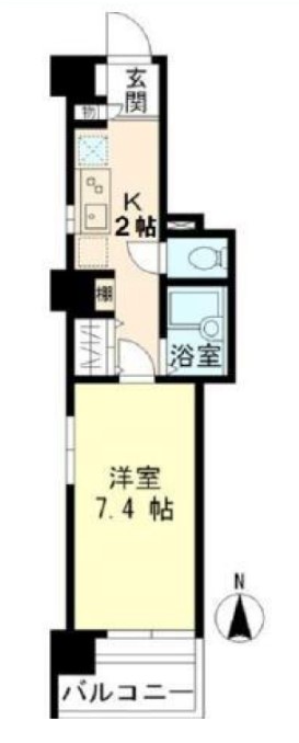 ベルグレービア 7階 1Kの間取り