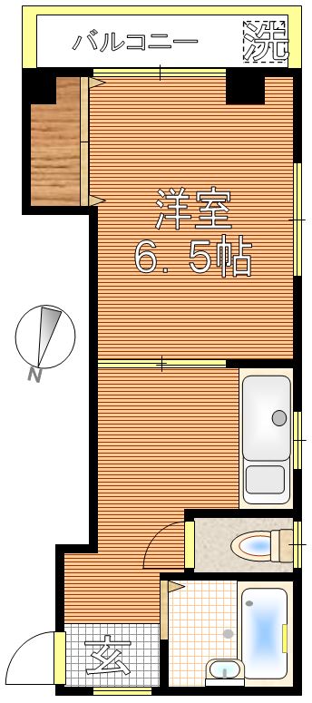 キャッスル本郷 2階 1Kの間取り