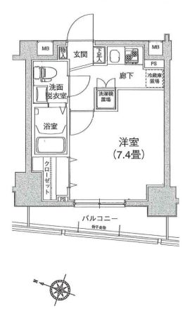 アイル文京白山 5階 1Kの間取り