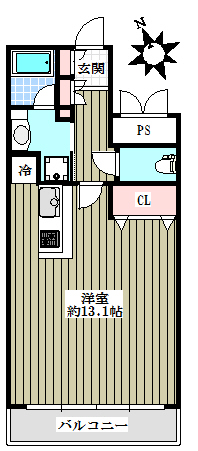カーサ・ミカド 5階 1Rの間取り