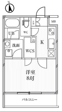 【築浅】アネックス池之端 1階 1Kの間取り
