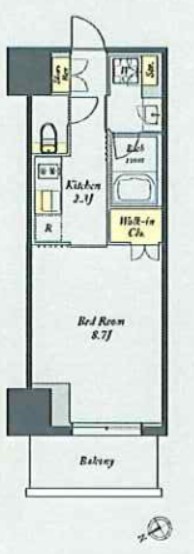 【築浅】PrimeMaison湯島（プライムメゾン湯島） 2階 1Kの間取り