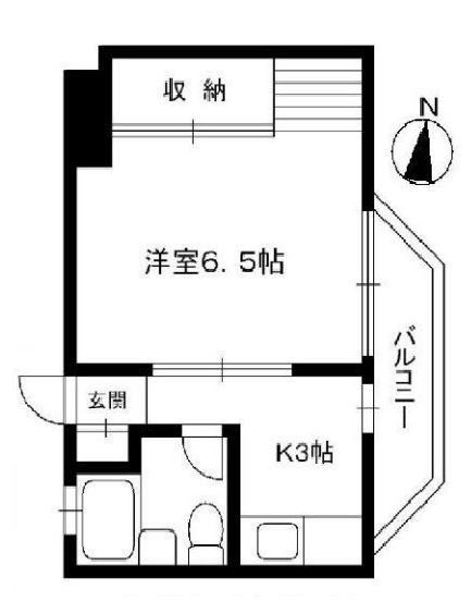 長島ビル 4階 1Kの間取り