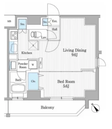 【築浅】パティオスクエア御茶ノ水 10階 1LDKの間取り