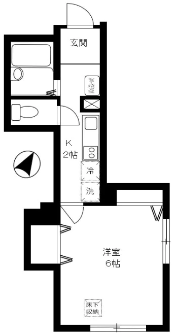 プティジャルダン 1階 1Kの間取り