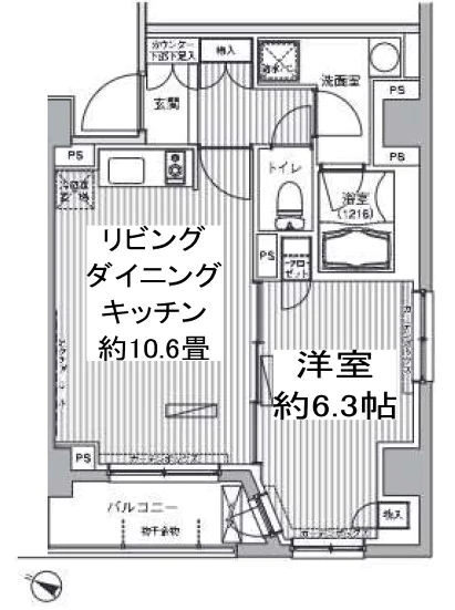 ヒューリックレジデンス茗荷谷 2階 1LDKの間取り
