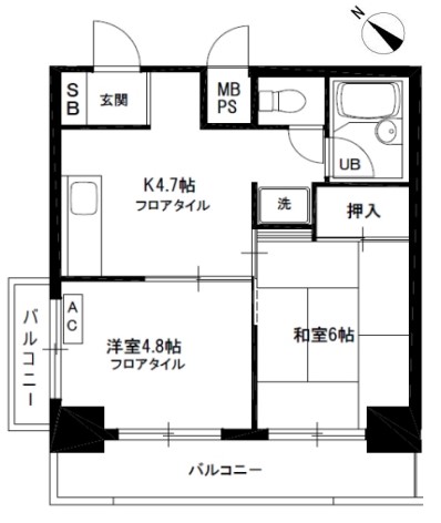 サニーハイム目白台 3階 2Kの間取り