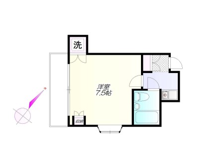 アトレーユ清水 4階 1Kの間取り