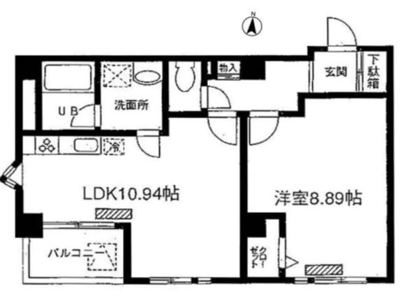 ブルーガーデン小石川 3階 1LDKの間取り