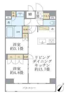 ジオエント駒込 6階 2LDKの間取り