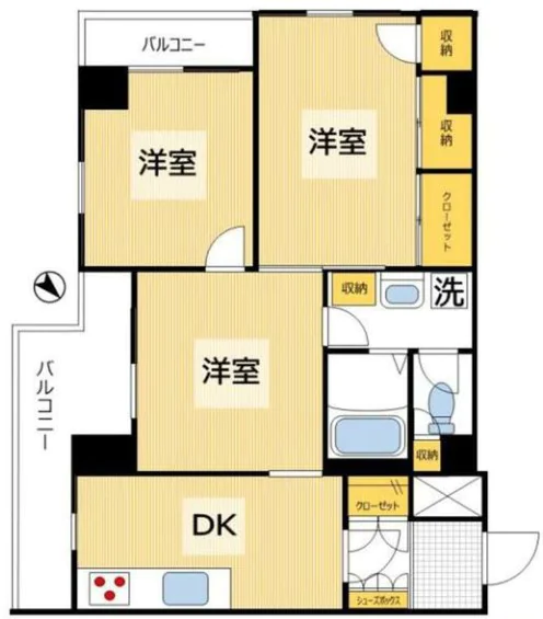 中銀音羽マンシオン 3階 3DKの間取り