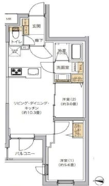 リビオメゾン湯島 3階 2LDKの間取り