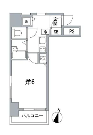 スカイコートお茶の水女子大前第2 6階 1Kの間取り