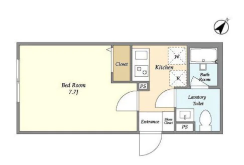 【築浅】ヴィラクレール文京小石川 2階 1Kの間取り