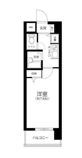 ガラ・シティ茗荷谷 7階 1Kの間取り