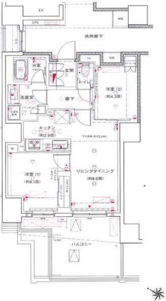 グローリオ文京東大前ヒルズ 4階 2SLDKの間取り