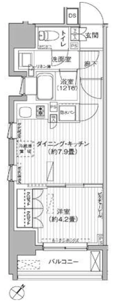 ヒューリックレジデンス駒込 4階 1DKの間取り