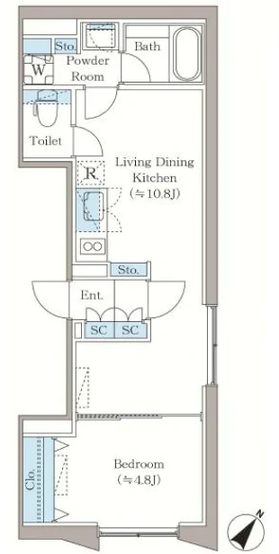 アローズ茗荷谷 3階 1LDKの間取り